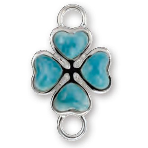 Ss Four Leaf Clover Larimar Clasp - SCCCVL