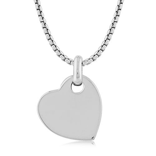 Sterling Silver Heart Tag .060 W-1.8mm Box 18 Inch Necklace - 65-003-18