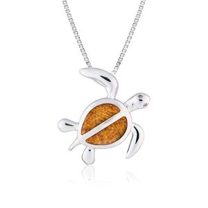 Sterling Silver Koa Petro Turtle Pendant