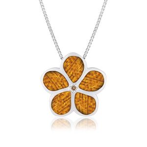 Sterling Silver Koa Plumeria Pendant