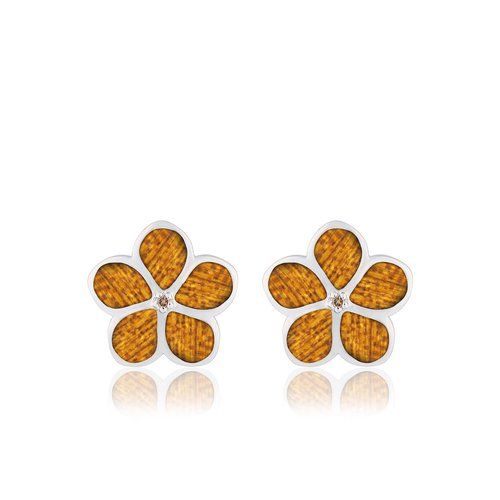 Sterling Silver Koa Plumeria Stud Earrings