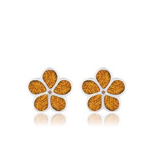 Sterling Silver Koa Plumeria Stud Earrings