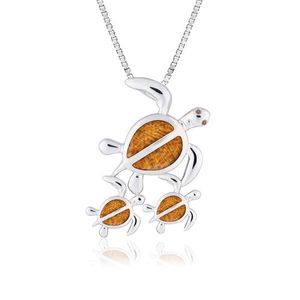 Sterling Silver Koa Turtle Family Pendant