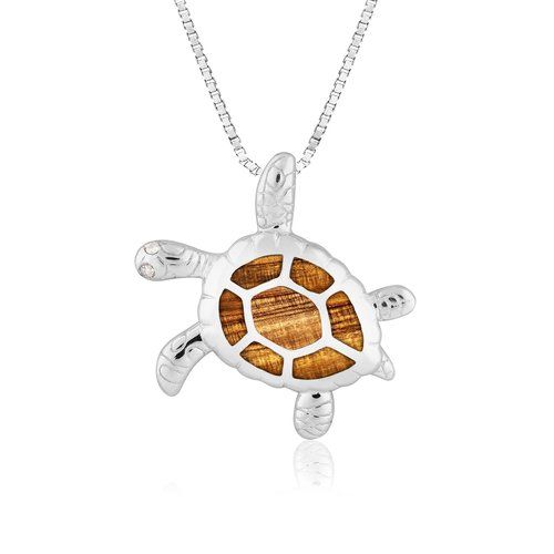 Sterling Silver Koa Turtle Pendant