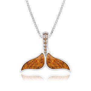 Sterling Silver Koa Whale Tail Pendant