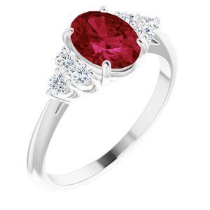 Sterling Silver Lab-Grown Ruby & 1/4 CTW Diamond Ring  - 71812:613:P