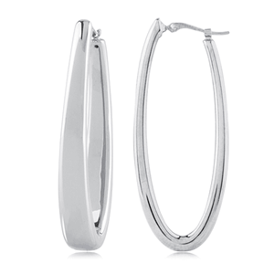 Sterling Silver Large Oval Oblong Hoop with SD Earrings - 71-4184