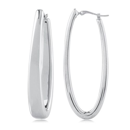Sterling Silver Large Oval Oblong Hoop with SD Earrings - 71-4184