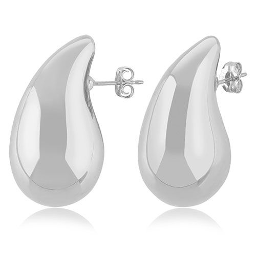 Sterling Silver Lg Tear Drop Stud Earrings - 71-3392