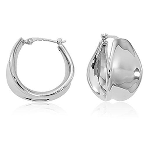 Sterling Silver Medium Graduated Plain Hoop with SD Earrings