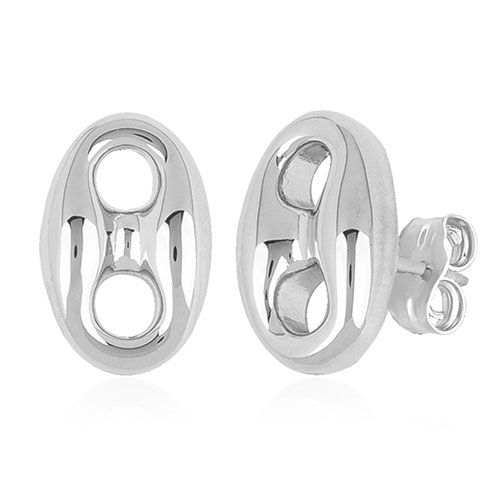 Sterling Silver Medium Mariner Link Stud Earrings - 71-3357
