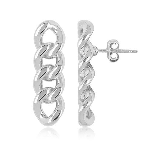 Sterling Silver Medium Miami Cuban Link Stud Earrings - 71-3358