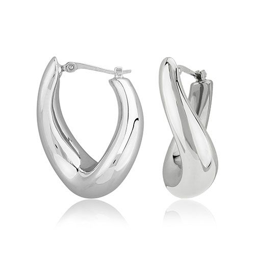 Sterling Silver Medium Oval Twist Earrings - 71-4159