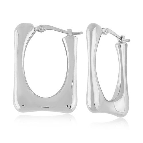 Sterling Silver Medium Square Freeform Hoop Earrings - 71-4230