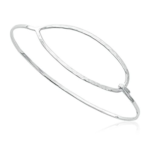 Sterling Silver Pear Shaped Hammered Bangle Pendant
