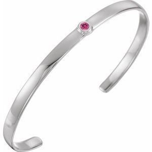 Sterling Silver Pink Tourmaline Cuff 6" Bracelet - BRC764:60042:P