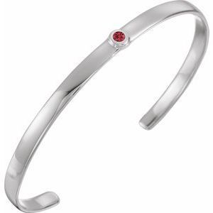Sterling Silver Ruby Cuff 6" Bracelet - BRC764:60039:P
