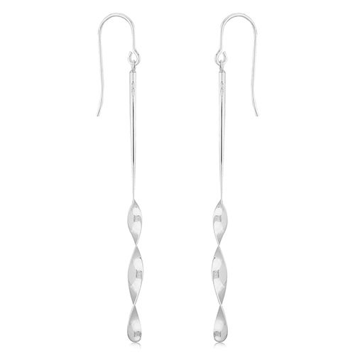Sterling Silver Simple Twist Earrings - 14409-SS