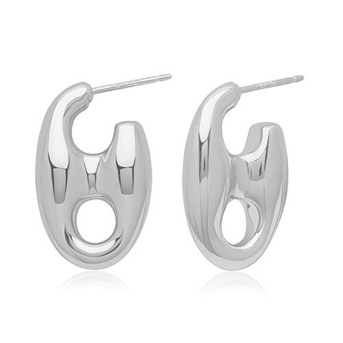 Sterling Silver Sm Mariner Link J Hoop Earrings - 71-3388
