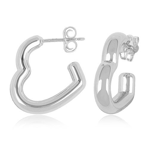 Sterling Silver Sm Open Heart J Hoop Earrings - 71-3359