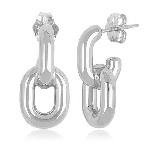 Sterling Silver Sm Oval Double Link Earrings - 71-3364