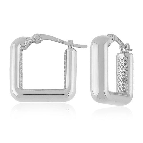Sterling Silver Sm Plain Square Hoop Earrings - 71-4233