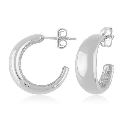 Sterling Silver Sm Tapered Round J Hoop Earrings - 71-3367