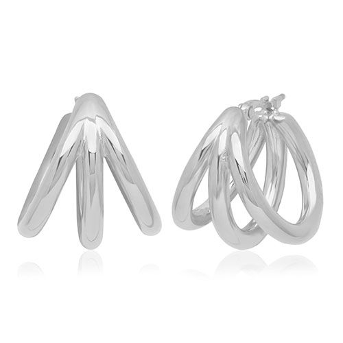 Sterling Silver Sm Triple Tube Open Cage Earrings - 71-4225