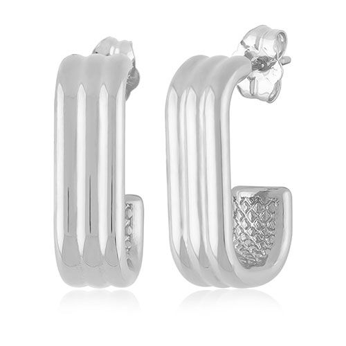 Sterling Silver Sm Trpl Rectangle Hoop Earrings - 71-3369