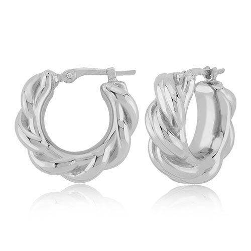 Sterling Silver Small Knotted Hoop W-sd Earrings - 71-465