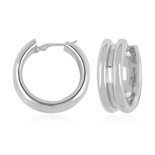 Sterling Silver Triple Plain - Twist Tube Hoop Earrings - 71-4203