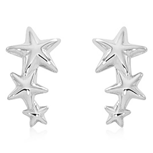 Sterling Silver Triple Star Climber Earrings