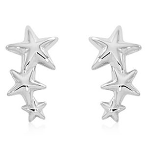 Sterling Silver Triple Star Climber Earrings