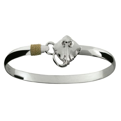 Sting Ray Hook Bracelet - Sterling Silver & 14K Gold 6mm 6.5 Inch
