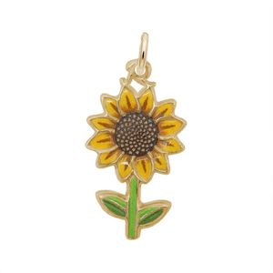 Sunflower Charm  - Painted- 10K Gold-10-1117-1-10K