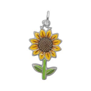 Sunflower Charm  - Painted- 14K White Gold-10-1117-1-14KW