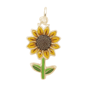 Rembrandt Sunflower - Painted Charm - Gold Plated - 10-1117-1-GP