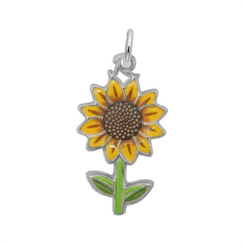 Sunflower Charm  - Painted- Sterling Silver-10-1117-1-SS