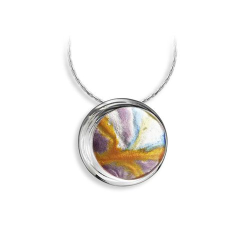 Sunset Color Aurora Circle Necklace Sterling Silver - NN0449F