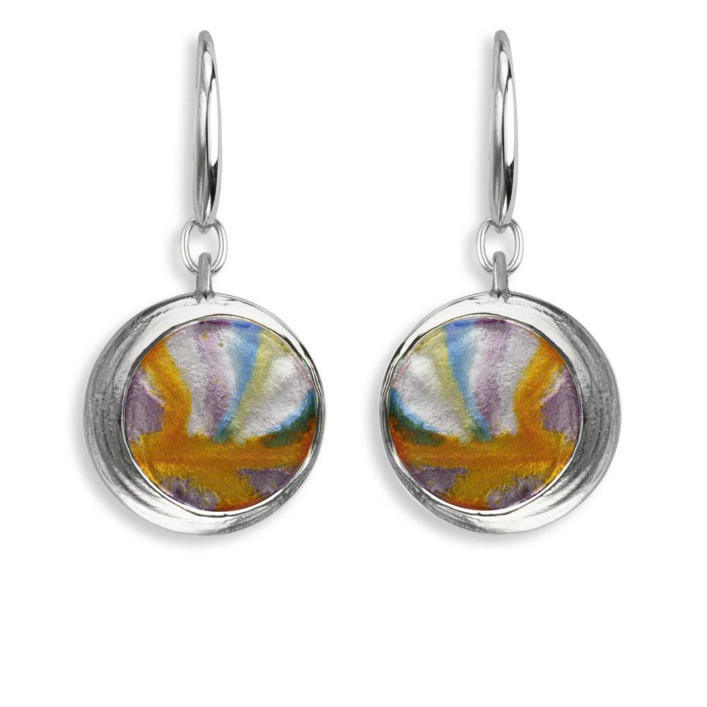 Sunset Color Aurora Circle Wire Earrings Sterling Silver - NW0449F