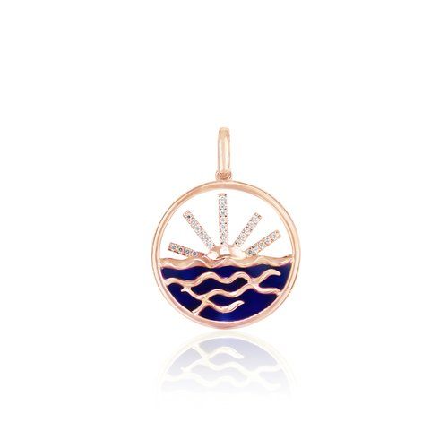 Sunset Diamond Pendant, Hawaiian Inspired Pendant, SSP-0023/ RG