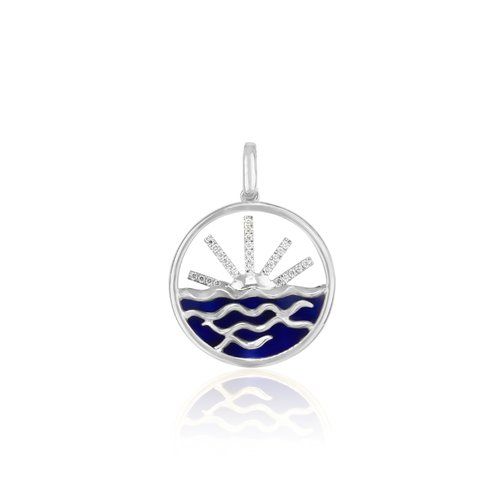 Sunset Diamond Pendant, Hawaiian Inspired  Pendant, SSP-0023/ WG