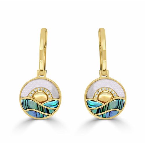 Sunset I With Abalone, Yellow & White Mother of Pearl Earrings