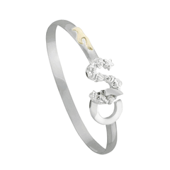 Surf City North Carolina Destination Bracelet - Sterling Silver & 14K Gold 6mm Wide