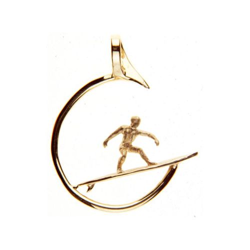 Surfer Pendant - 14K Yellow Gold