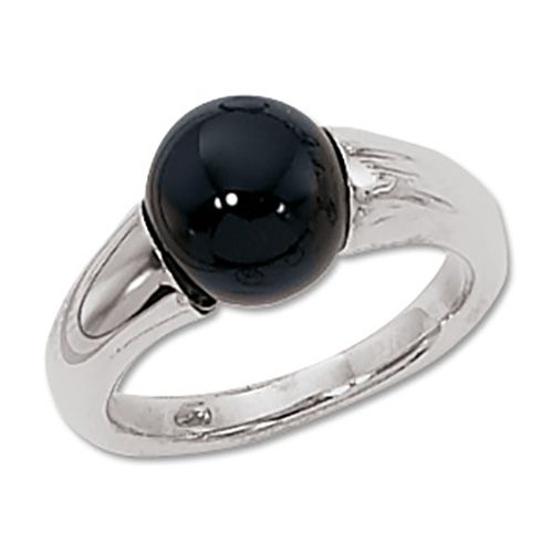 Suspended Black Onyx Ring - 14K White Gold Size 7