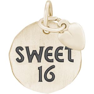 Sweet 16 Tag With Heart Charm - 10K Gold - 10-8446