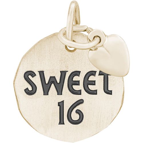 Sweet 16 Tag With Heart Charm - 14K Gold - 10-8446