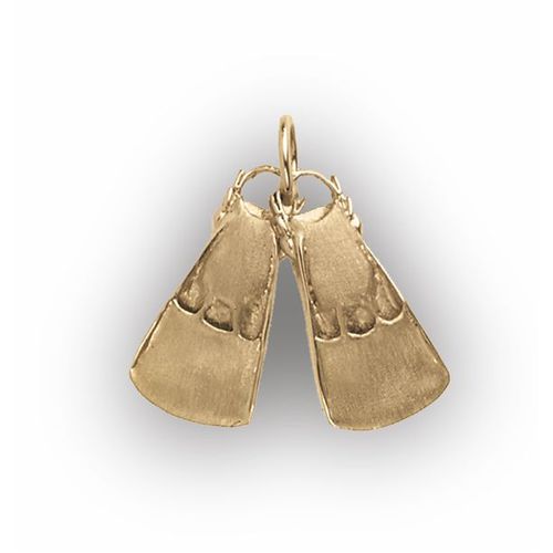 Swim Fins Pendant - 14K Yellow Gold