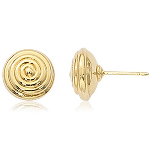 Swirled Round Stud Earrings - 14K Yellow Gold